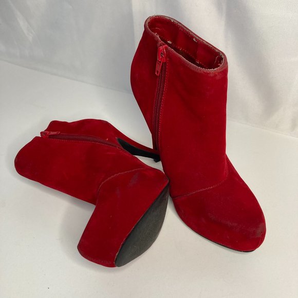 Stunning Charlotte Russe High Heel Platform Ankle Boots Size 6 Red - Picture 6 of 11